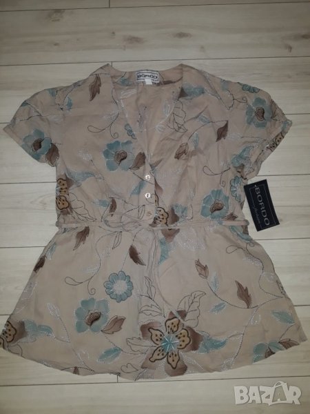 Дамска риза / туника , бежова с цветя марка Bordo , снимка 1