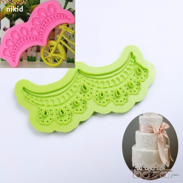 Колие капки Висяща дантела силиконов молд форма борд кант декорация и украса за торта с фондан , снимка 1