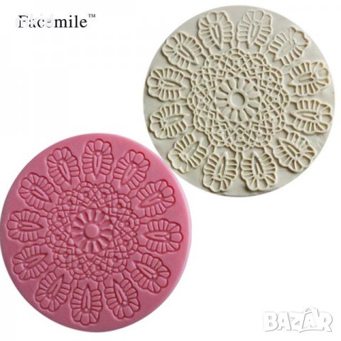 Голяма кръгла цвете с листенца дантела силиконов молд украса торти с фондан гъмпейст декор