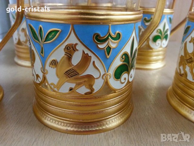 руски стакани подстакани с емайл , снимка 5 - Антикварни и старинни предмети - 25175578