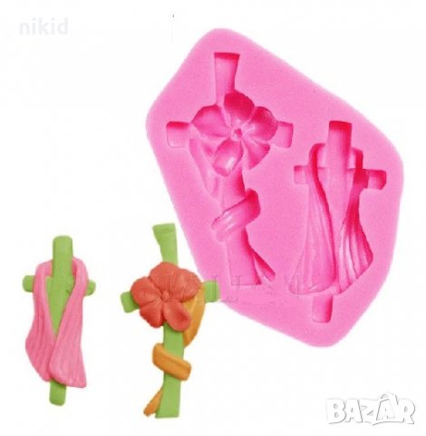 2 кръста кръст с накит силиконов молд форма декорация торта фондан шоколад и др.