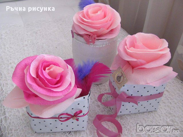 Букетчета с цветя от хартия ,2лв, снимка 12 - Декорация за дома - 17010667