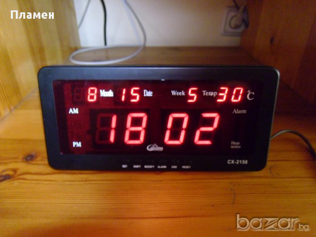 LED електронен часовник  с големи цифри. Показва час, дата и температу, снимка 5 - Други - 12058668