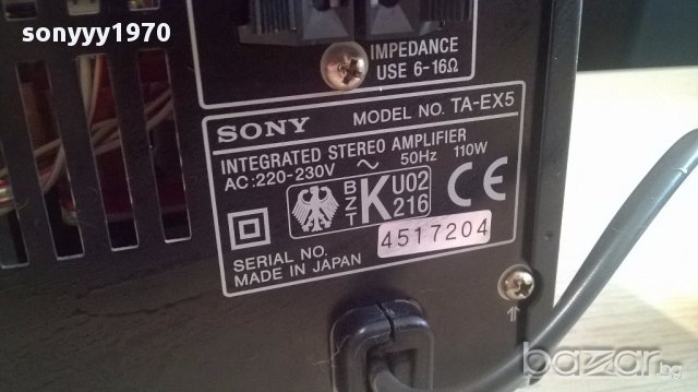 sony ta-ex5 amplifier-made in japan-внос швеицария, снимка 3 - Ресийвъри, усилватели, смесителни пултове - 12815299