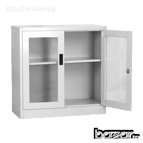 Метален шкаф за документи с е стъклени врати-90/90/40см, снимка 2 - Гардероби - 17439386