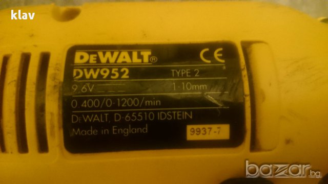 Продавам акумулаторен винтоверт DEWALT DW952 9.6V, снимка 2 - Винтоверти - 15945557