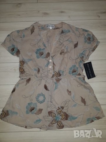 Дамска риза / туника , бежова с цветя марка Bordo , снимка 1 - Ризи - 23808399