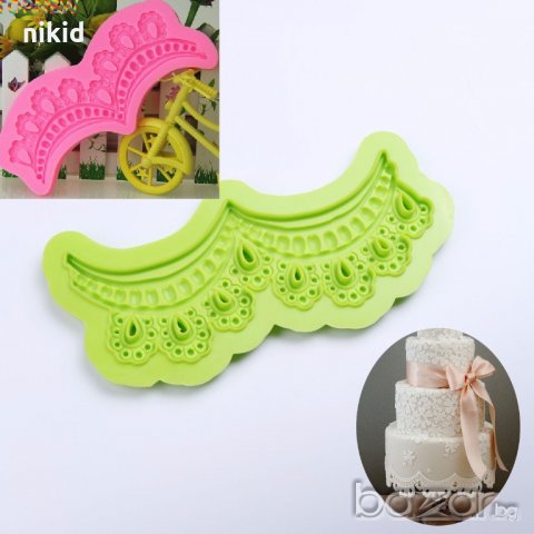 Колие капки Висяща дантела силиконов молд форма борд кант декорация и украса за торта с фондан 