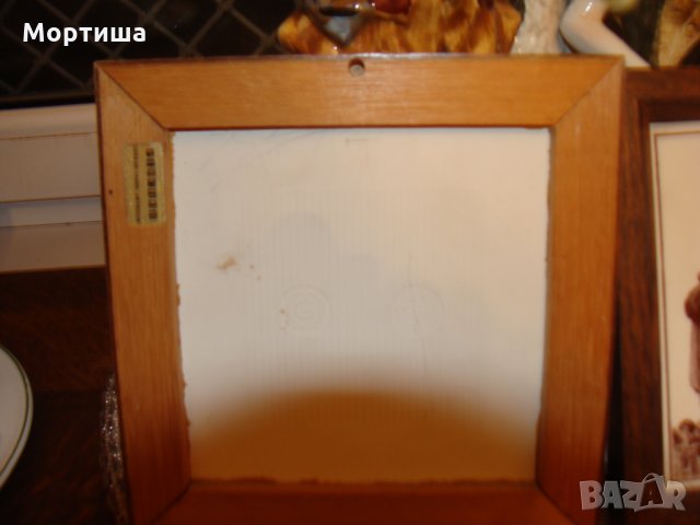 Ръчно рисувани порцеланови плочки в дървена рамка за стена, снимка 4 - Пана - 22353291
