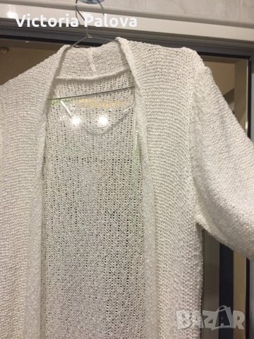 Ефектна бяла жилетка,плетиво, снимка 8 - Блузи с дълъг ръкав и пуловери - 23766938
