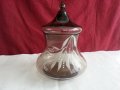 Стъклена купа с капак захарница бонбониера и др, снимка 1