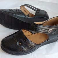 Черни дамски отворени обувки Езел със стелка comfort, снимка 4 - Сандали - 24927437