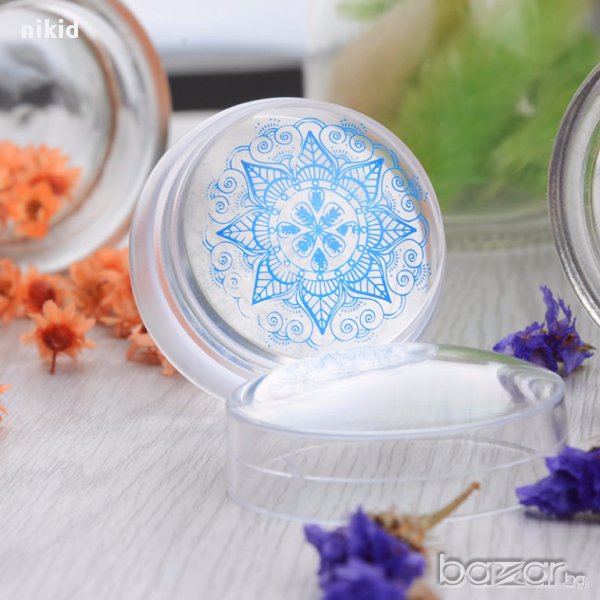 НОВО голям широк силиконов плосък прозрачен печат тампон за щампа шаблон плочка маникюр нокти, снимка 1