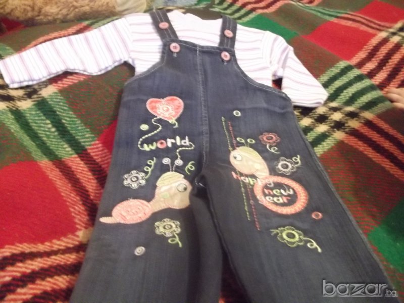 1025000012: Дънков гащеризон и блузка - 12,50лв, снимка 1