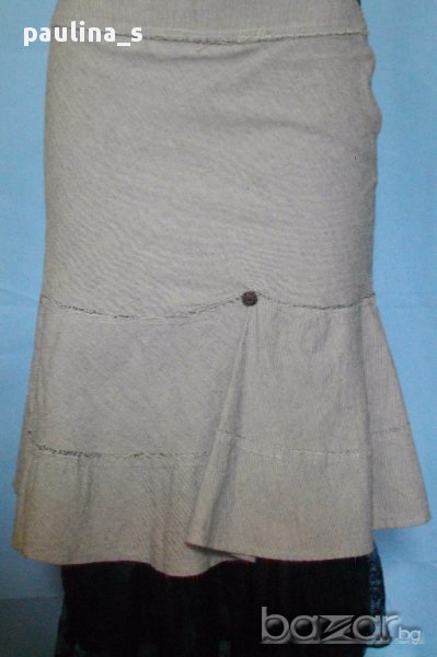 Дизйнерска дънкова пола с дантела  и изнищени краища / малък размер , снимка 1