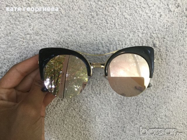 Котешки слънчеви очила черно с бледо розово огледални , снимка 3 - Слънчеви и диоптрични очила - 15060409
