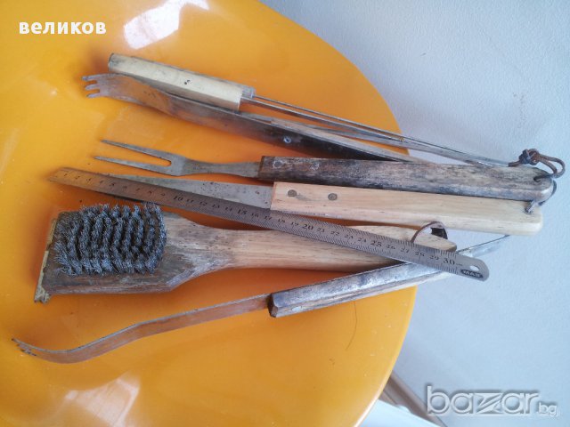 солинген 7 елементен комплект за барбекю с кожени закъчалки и лого на фирмата