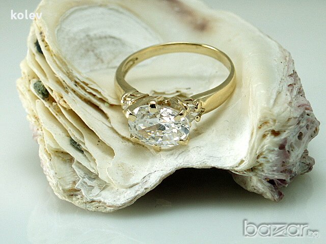 Златен пръстен КРАСИВ с цирконии 3.12 грама/размер №51, снимка 4 - Пръстени - 11250928