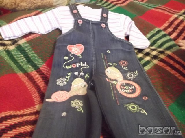 1025000012: Дънков гащеризон и блузка - 12,50лв