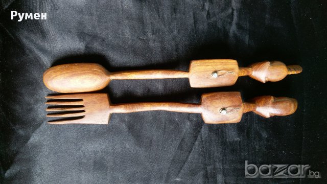 Дървени прибори Африкански , снимка 2 - Декорация за дома - 16724818
