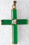 Позлатен кръст със зелен авантюрин, снимка 1