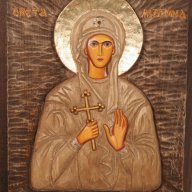 Икона на св. Марина - дърворезба и рисувана , снимка 1 - Икони - 13627552