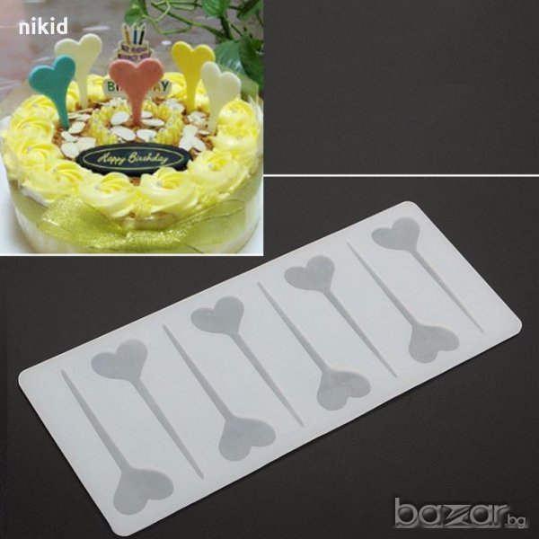 сърце сърца острие за забождане забучване декориране топер торта мъфин декорация шоколад фондан, снимка 1