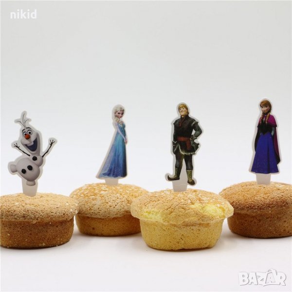 2 вид къси 24 топери цял ръст Елза Анна Олаф Кристоф от замръзналото кралство за мъфини рожден ден, снимка 1