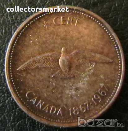 1 цент 1967, Канада, снимка 1