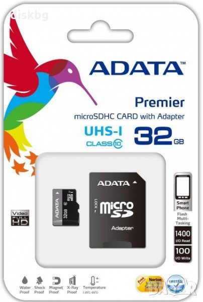 Бърза MicroSD 32GB ADATA Class10 - нова карта памет, запечатана, снимка 1