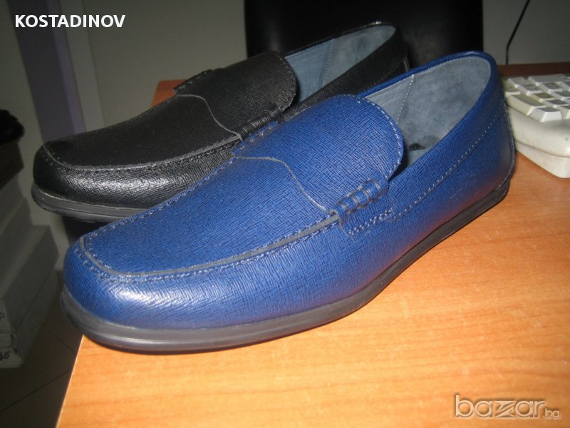  Мъжки мокасини естествена кожа м135 тъмно сини и черни, снимка 1