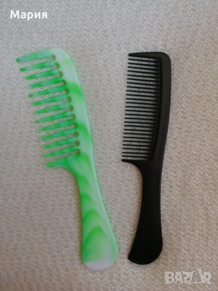 Нов комплект от 2 броя гребени за коса с широки и тесни зъбци в черно и зелено, снимка 1