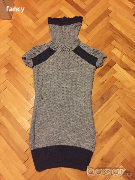 Плетена вълнена рокля с поло яка, снимка 1