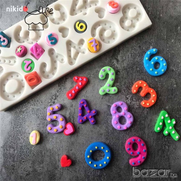 цифри числа със звезди силиконов молд форма за украса торта с фондан, снимка 1
