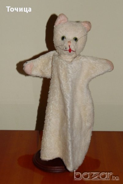 Стара играчка кукла за ръка-коте, ръчна изработка , снимка 1