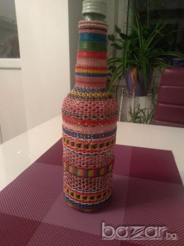Стъклена бутилка с оплетка и др.сувенири, снимка 2 - Други - 20228549
