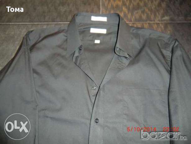Черна риза дълъг ръкав Pierre Cardin, снимка 2 - Ризи - 13465222