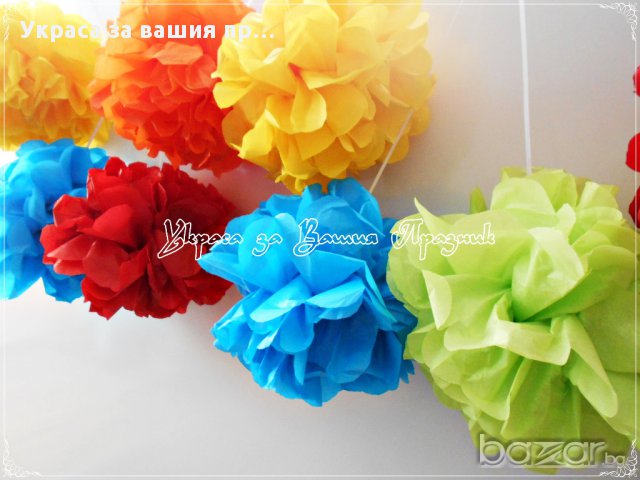 топки от тишу за украса на детски рожден ден,бебешко парти,кръщене,прощъпулник , пита, снимка 4 - Други - 17381425