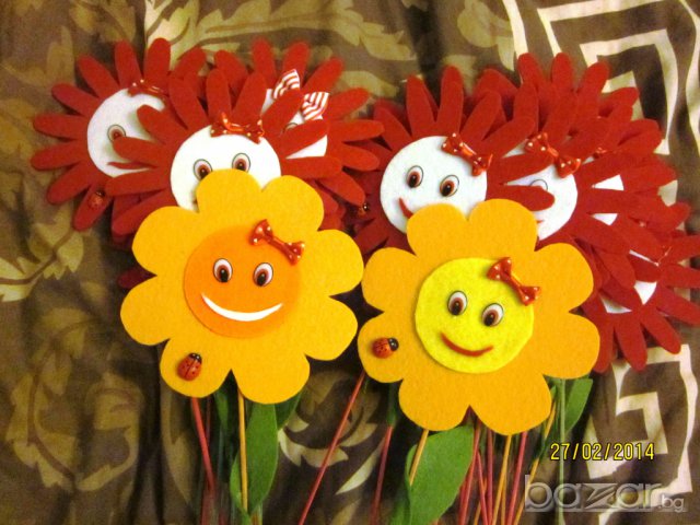 Усмихнати цветя  от филц, снимка 2 - Други - 7022310