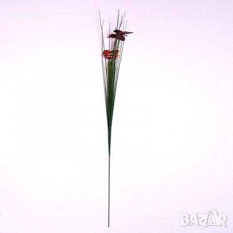 786 Изкуствен букет висока тревичка с пеперуди за декорация и аранжиране 76см, снимка 4 - Изкуствени цветя - 24480216