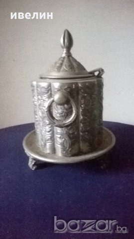 посребрена антикварна захарница,купа, снимка 3 - Антикварни и старинни предмети - 20409596