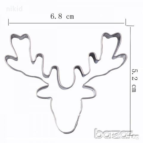 глава елен лопатар с големи рога коледен метална форма резец украса торта фондан сладки др