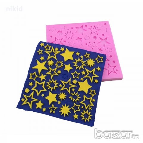 Звезди звездички в квадрат дантела силиконов молд форма за украса декорация фондан торта мъфин