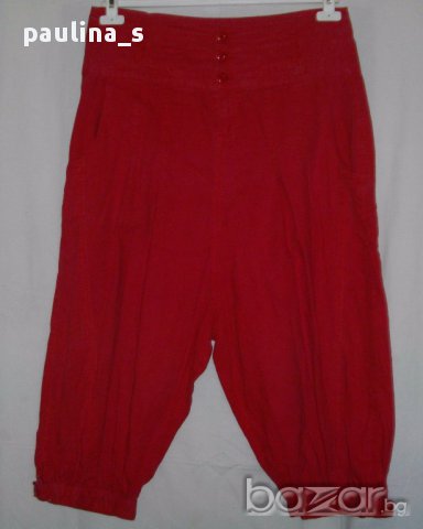 Червени ленени шалвари тип потури "Promod" оригинал, снимка 1 - Къси панталони и бермуди - 10714753