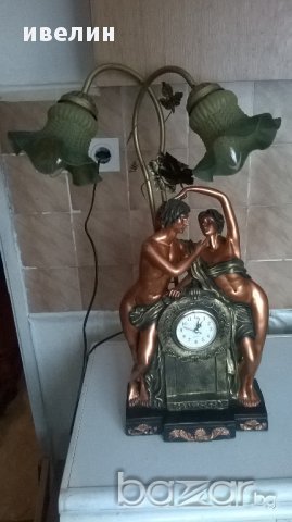 фигуративна нощна лампа с часовник, снимка 1 - Антикварни и старинни предмети - 13238878