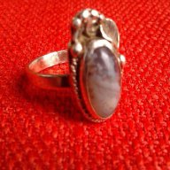 Старинен сребърен пръстен ръчна изработка с естествен камък, снимка 1 - Пръстени - 16083973