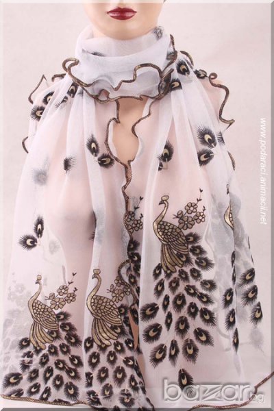 ШАЛ  С ПАУНИ – РАЗЛИЧНИ ЦВЕТОВЕ, снимка 1