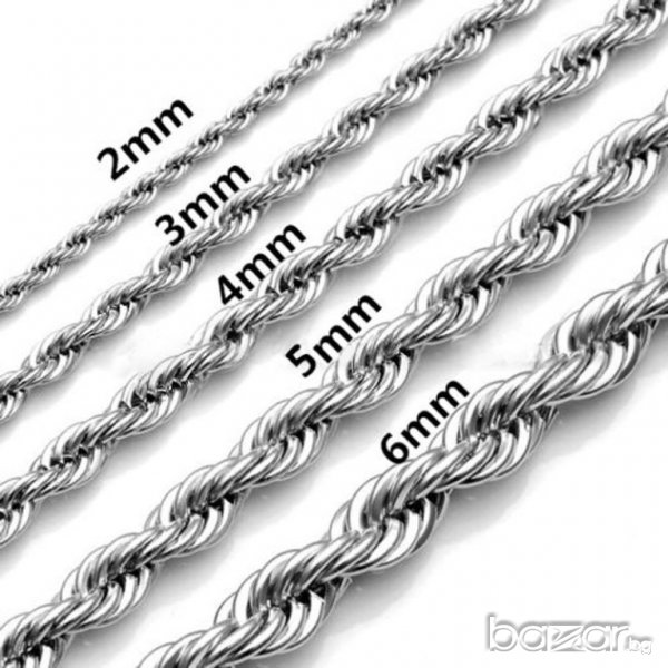 Ланец от неръждаема медицинска стомана, усукана оплетка, снимка 1