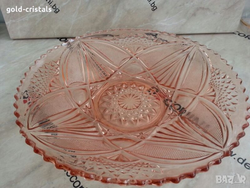 Стара стъклена голяма фруктиера купа чиния, снимка 1