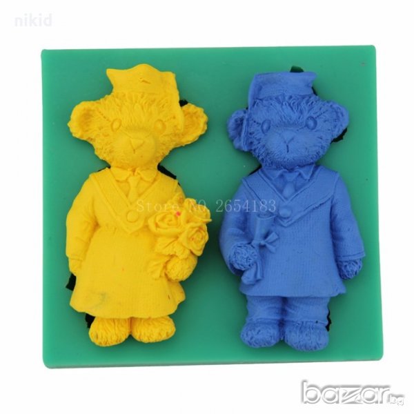 2 мечета мече дипломиране абсолвенти тога силиконов молд форма декорация торта фондан шоколад и др., снимка 1